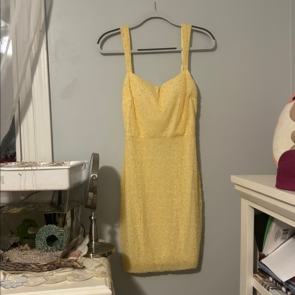 Yellow Lace Mini Dress